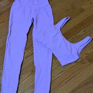 Lavender Ribbed Activewear Set